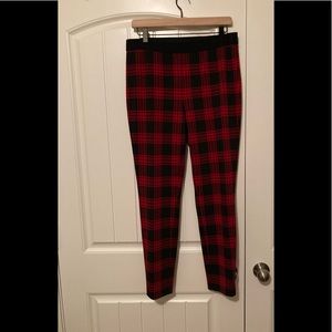 Talbots red/black Buffalo check, size 10 pants with black stretch waistband